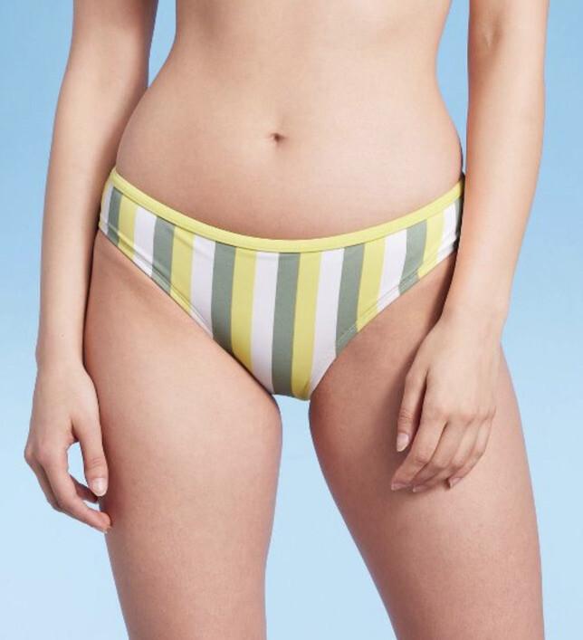 Kona Sol Women's L Large Bikini Bottom Yellow Stripe Hipster Medium Coverage New