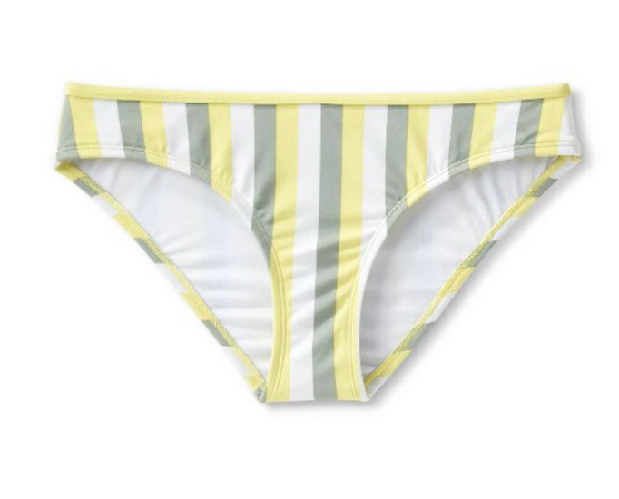 Kona Sol Women's L Large Bikini Bottom Yellow Stripe Hipster Medium Coverage New