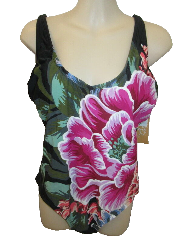 Kona Sol Women's Medium Coverage One Piece Swimsuit Floral Size Large L New