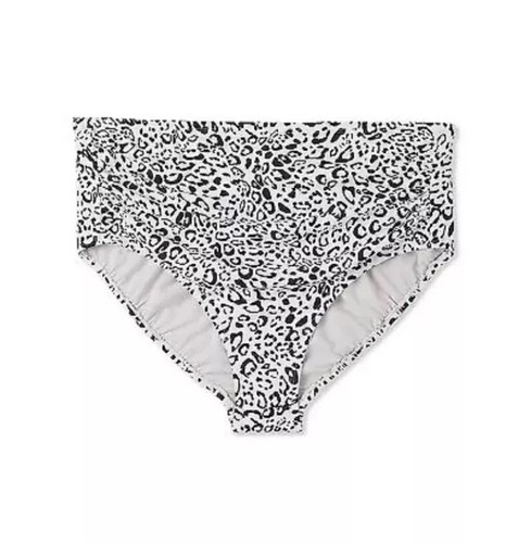 Kona Sol Women's Sz X Bikini Bottom Black Leopard Print High Waist Full Coverage