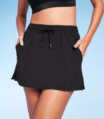 Kona Sol Women’s XL Board Swim Skirt Black Quick Dry With Pockets New