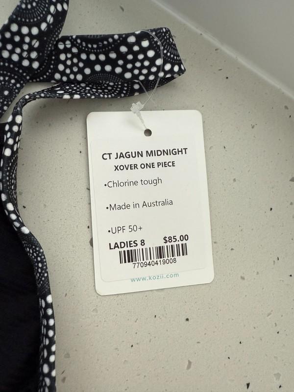 Kozii Women's CT Jagun Midnight Xover One-Piece Swimmers Size 8 BNWT RRP $75