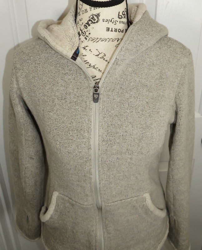 KUHL Alfpaca Jacket Women’s Small Gray Sherpa Fleece Hooded Full Zip Gorpcore