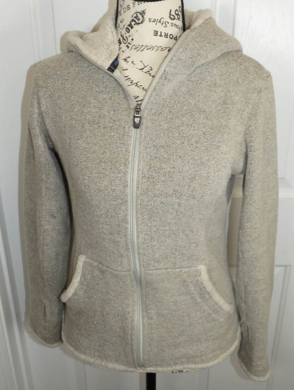KUHL Alfpaca Jacket Women’s Small Gray Sherpa Fleece Hooded Full Zip Gorpcore
