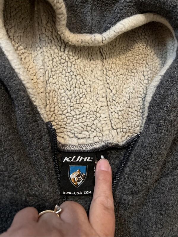 Kuhl Alpaca Fleece Gray Hooded Full Zip Jacket Size Medium Excellent Used