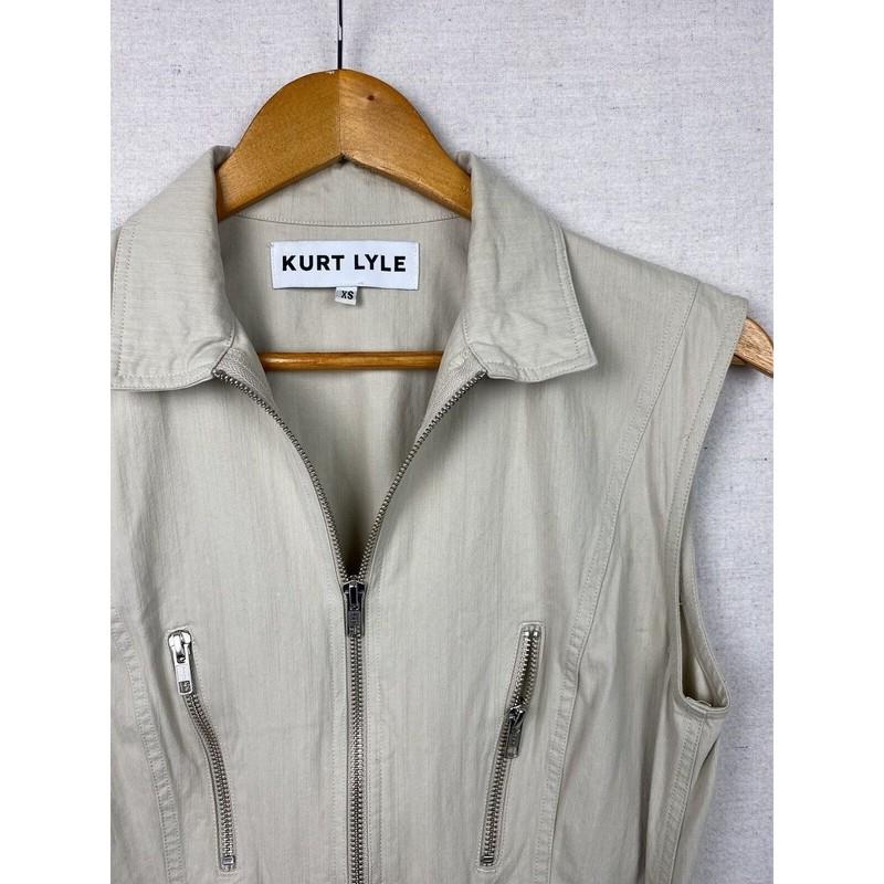 Kurt Lyle Kelly Jumpsuit Putty XS Beige Zipper Down Cargo Utility Style Cotton