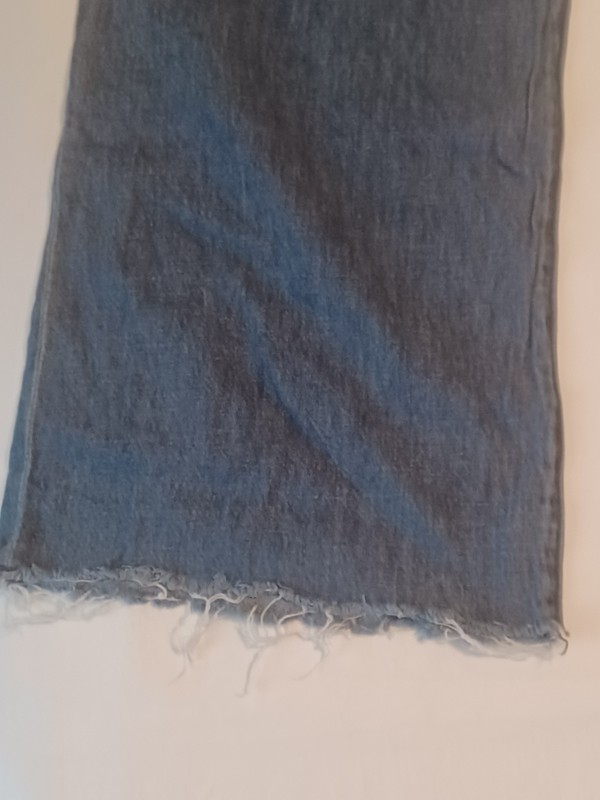 Kut From The Kloth Maggie Wide Drape Leg Jeans 12 Cotton Linen Blend Frayed Leg