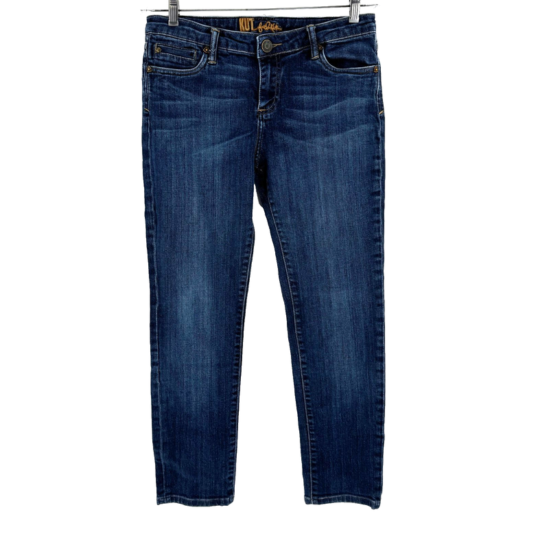 Kut From The Kloth Straight Leg Jeans Women's Size 8 Dark Wash Stretch Mid-Rise