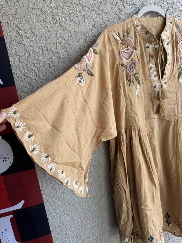 Kyla Seo Anthropologie Women's Knee Length Latte Embroidery Dress Sz S - NWT#271