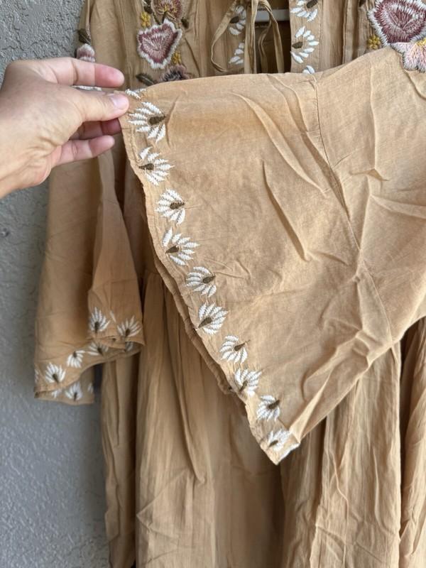Kyla Seo Anthropologie Women's Knee Length Latte Embroidery Dress Sz S - NWT#271