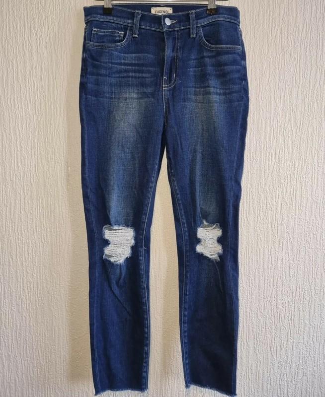 L'agence Abigail High Rise French Slim Jeans Dark Blue Womens Denim Pant Size 26