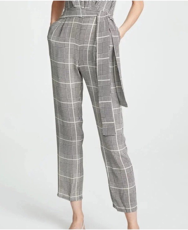 L'AGENCE Julia Plaid Jumpsuit In Black Multi Sleeveless 100% Silk Sz 6