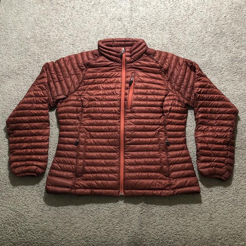 L.L.Bean Ultralight 850 Down Jacket Womens Large Red Puffer Pertex Downtek FLAWS