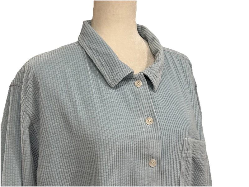 L.L. Bean Women's 3X Regular Comfort Corduroy Relaxed Shirt Light Blue