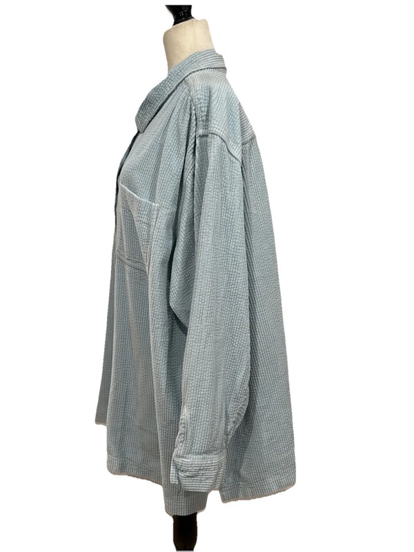 L.L. Bean Women's 3X Regular Comfort Corduroy Relaxed Shirt Light Blue