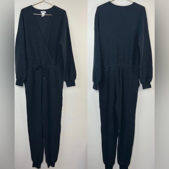 L*Space Coastin’ Long Sleeve Black Jumpsuit XL