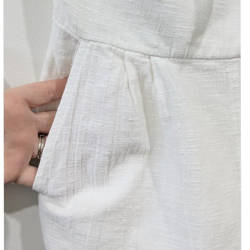 L*Space Gigi Tie Front Cropped Jumpsuit Cream Women's Size Medium