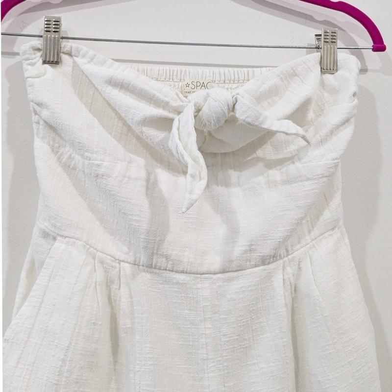 L*Space Gigi Tie Front Cropped Jumpsuit Cream Women's Size Medium