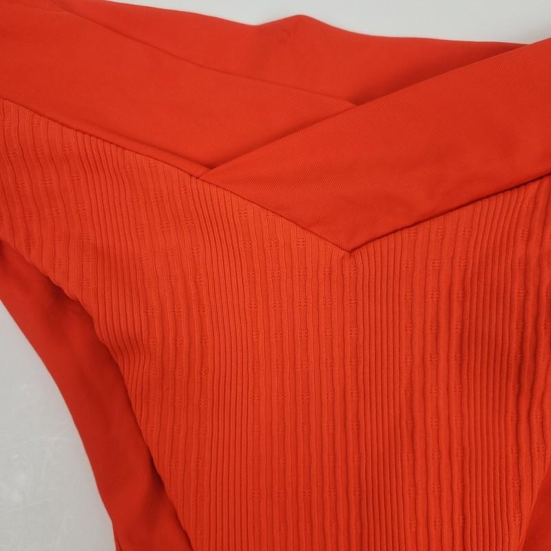 L*Space Pointelle Rib Court Bitsy Bikini Bottom In Poppy Orange Size XS NWOT