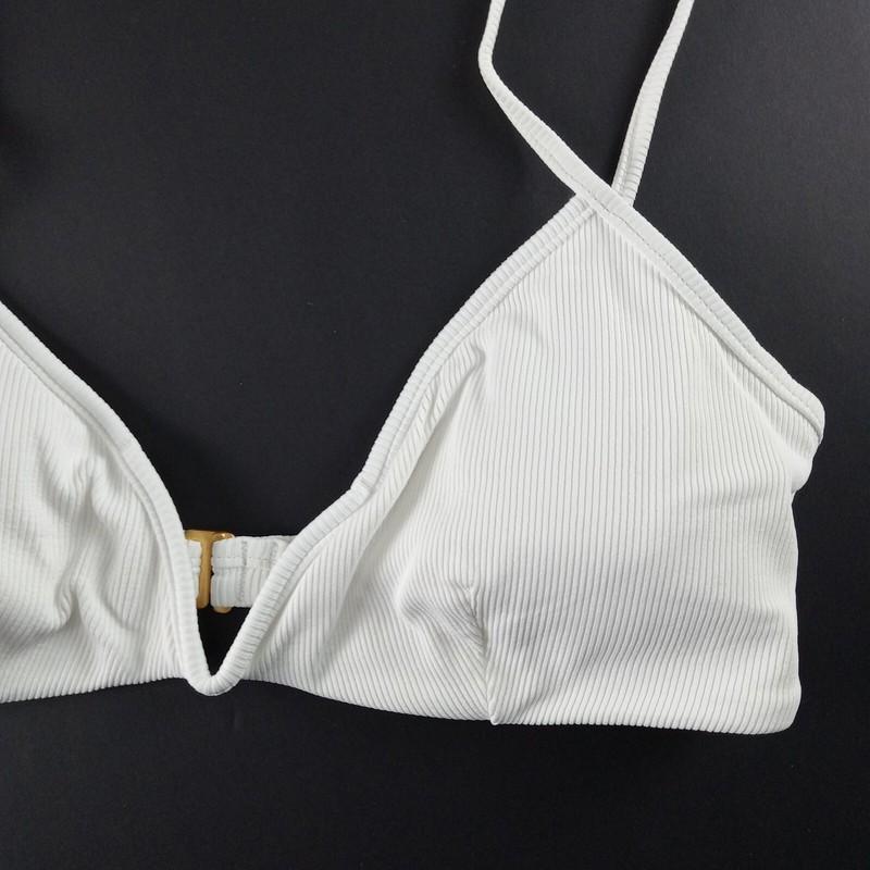 L*Space Ribbed Helena Bikini Top Women's Size Large White Removable Pads Swim