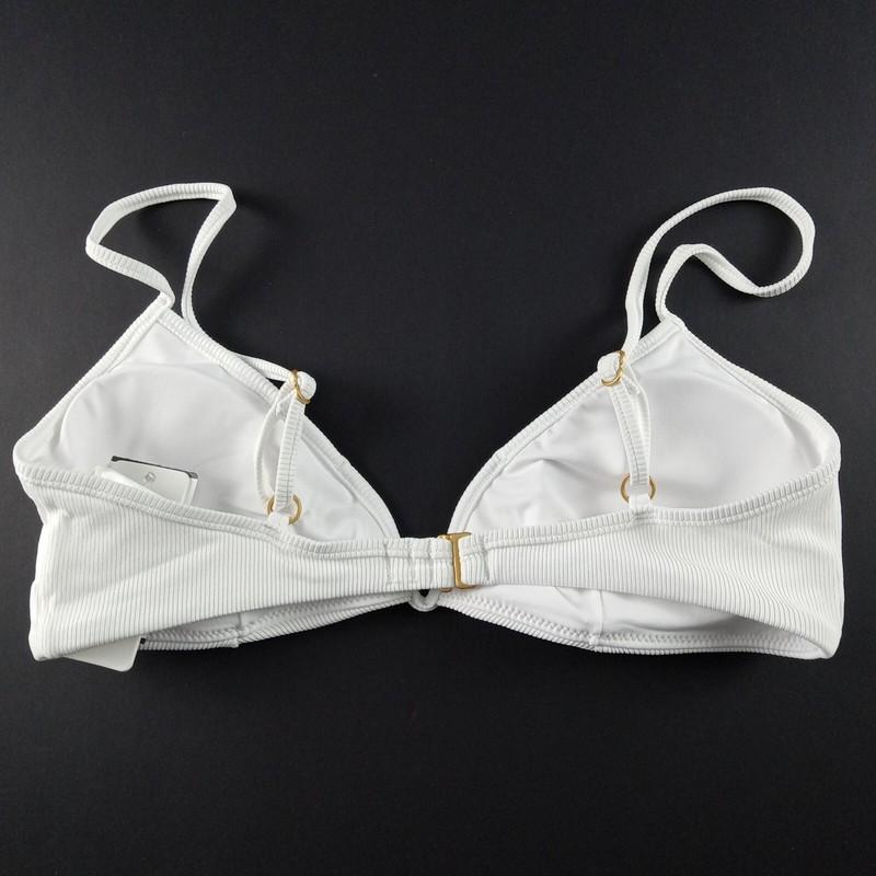 L*Space Ribbed Helena Bikini Top Women's Size Large White Removable Pads Swim