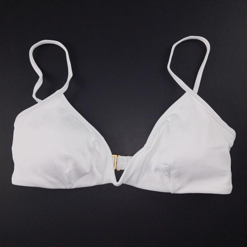 L*Space Ribbed Helena Bikini Top Women's Size Large White Removable Pads Swim