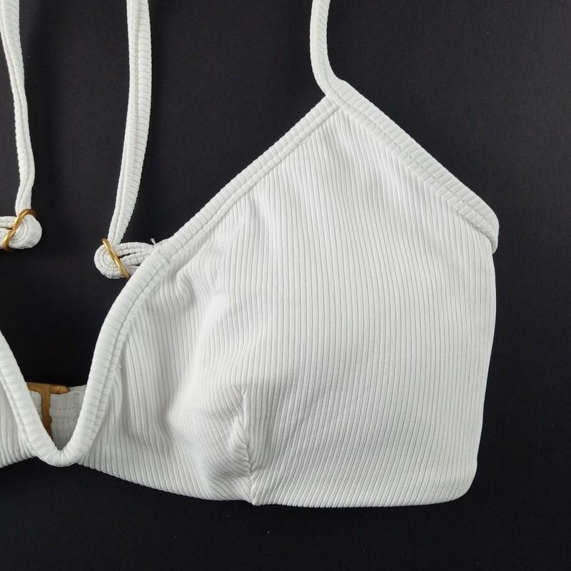 L*Space Ribbed Helena Bikini Top Women's Size Small White Removable Pads Swim