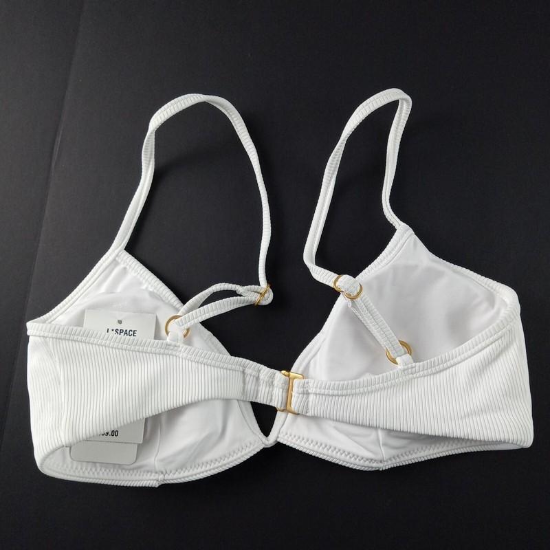 L*Space Ribbed Helena Bikini Top Women's Size Small White Removable Pads Swim