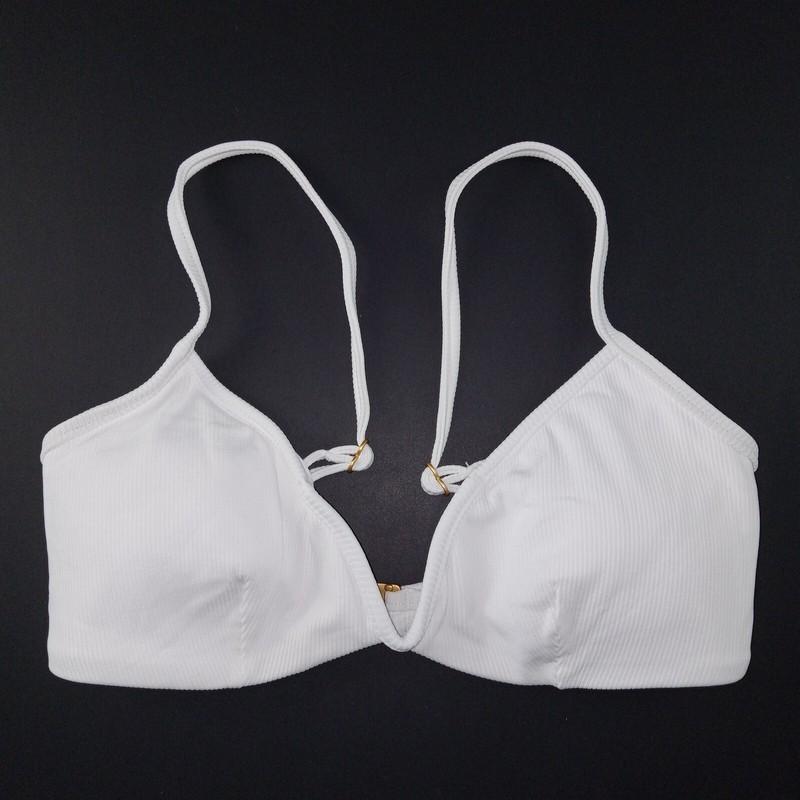 L*Space Ribbed Helena Bikini Top Women's Size Small White Removable Pads Swim