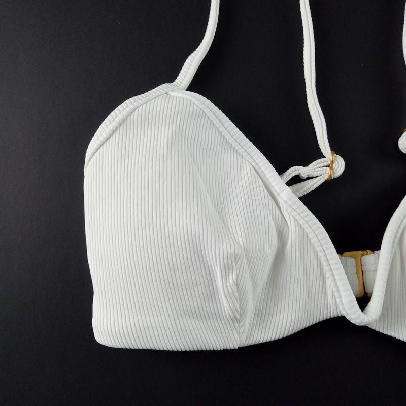 L*Space Ribbed Helena Bikini Top Women's Size XS White Removable Pads Swim