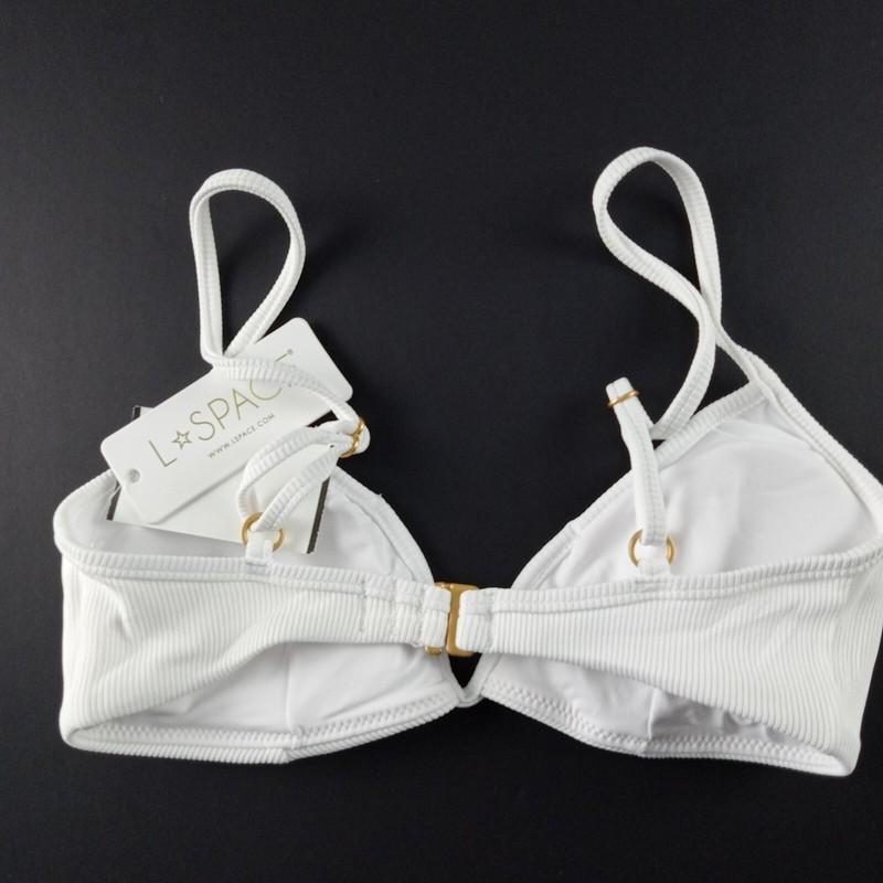 L*Space Ribbed Helena Bikini Top Women's Size XS White Removable Pads Swim
