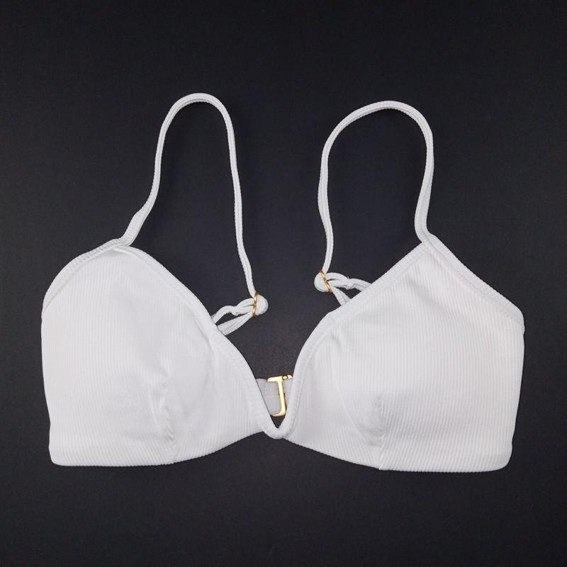 L*Space Ribbed Helena Bikini Top Women's Size XS White Removable Pads Swim