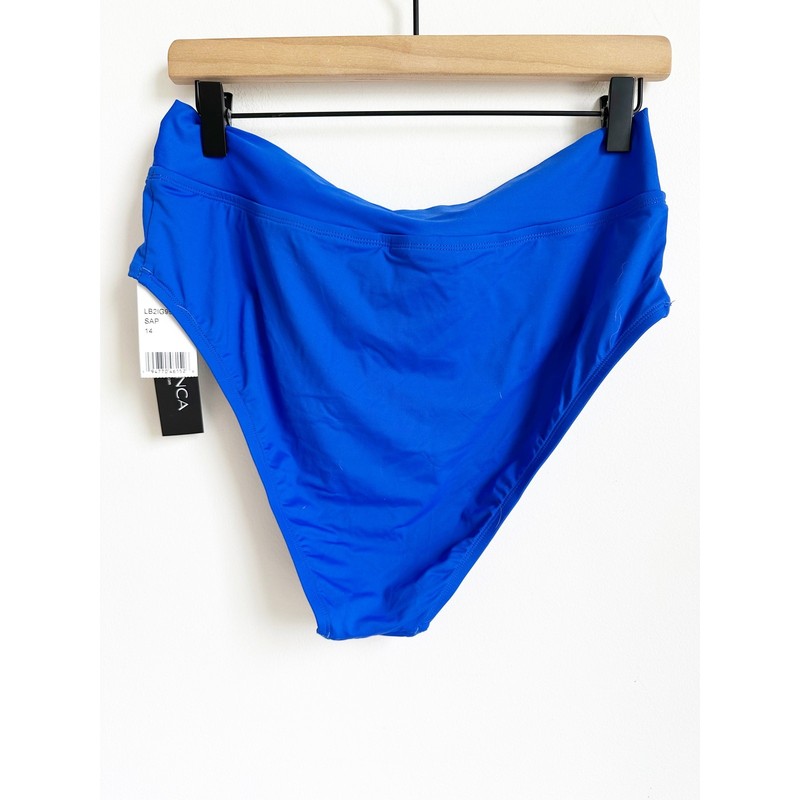 La Blanca NWT Island Goddess Crossover High Waist Bottom Sapphire Blue 14