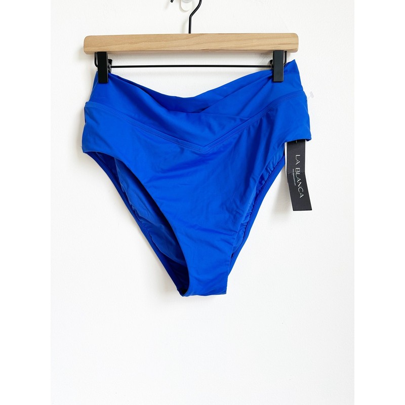 La Blanca NWT Island Goddess Crossover High Waist Bottom Sapphire Blue 14