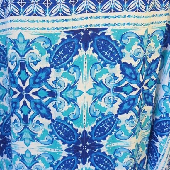 La Blanca Size L/XL Cover Up True Blue Caftan Tunic Kaleidoscope Print