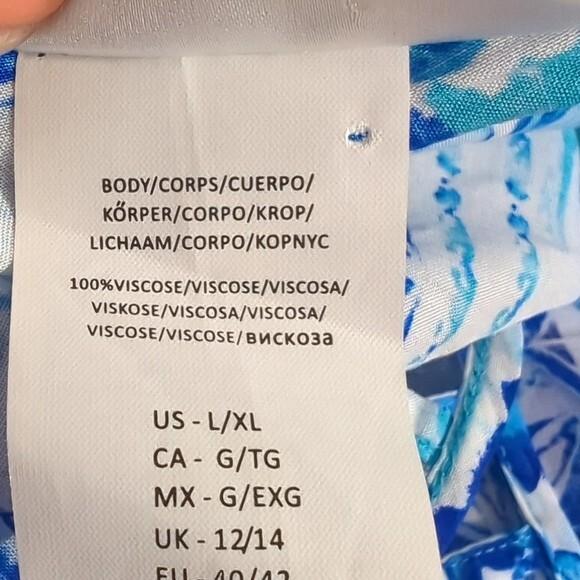 La Blanca Size L/XL Cover Up True Blue Caftan Tunic Kaleidoscope Print