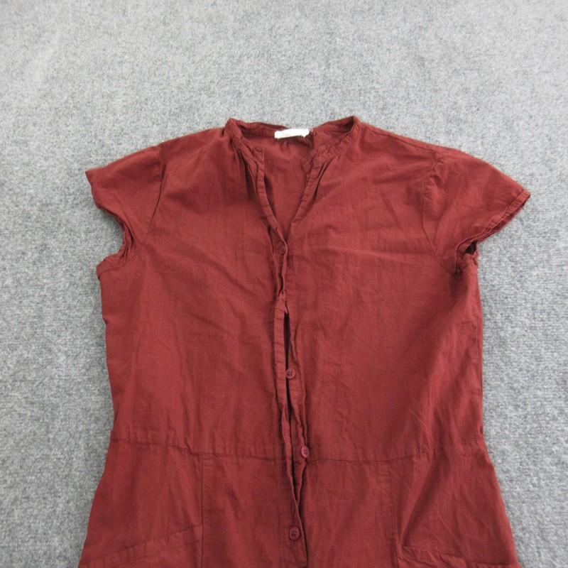 LACAUSA Jumpsuit Womens Medium Burgundy Wide Leg Button Front Made USA LA20189