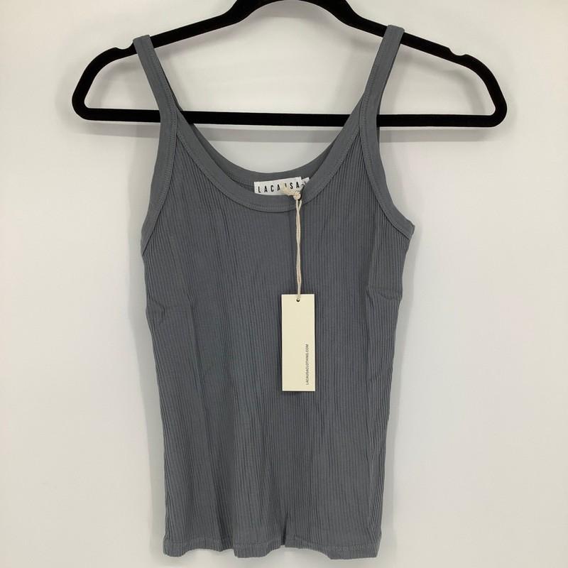 LACAUSA Size Small Maya Granite Gray Ribbed Tank $45 Msrp H6-2