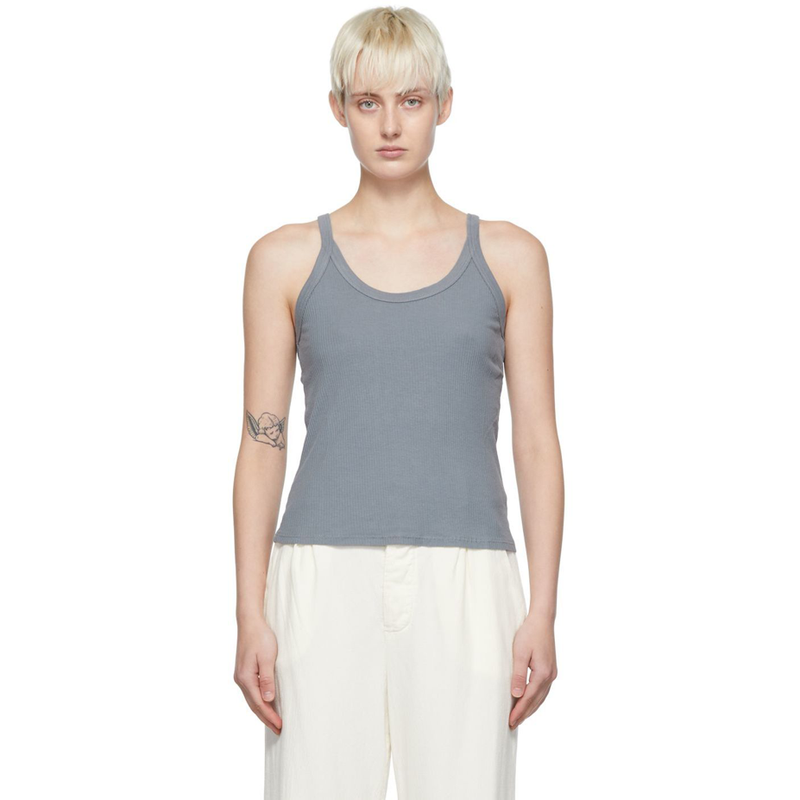 LACAUSA Size Small Maya Granite Gray Ribbed Tank $45 msrp H6-2