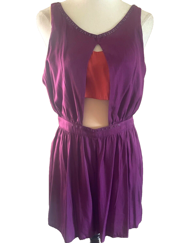 LADAKH Playsuit Size 10 NWT Purple & Orange Backless Casual Party Cocktail