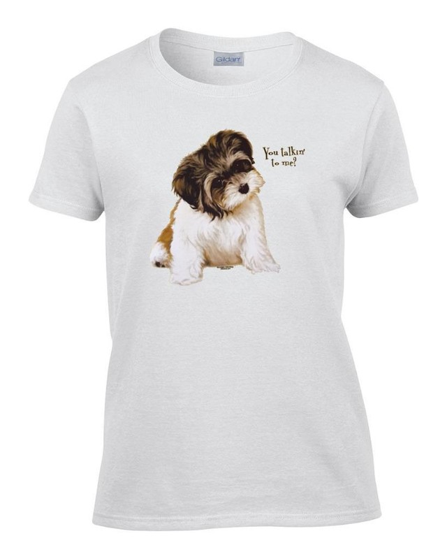 Ladies Funny You Talkin' To Me Shih Tzu Puppy Dog Women's T-Shirt Tee