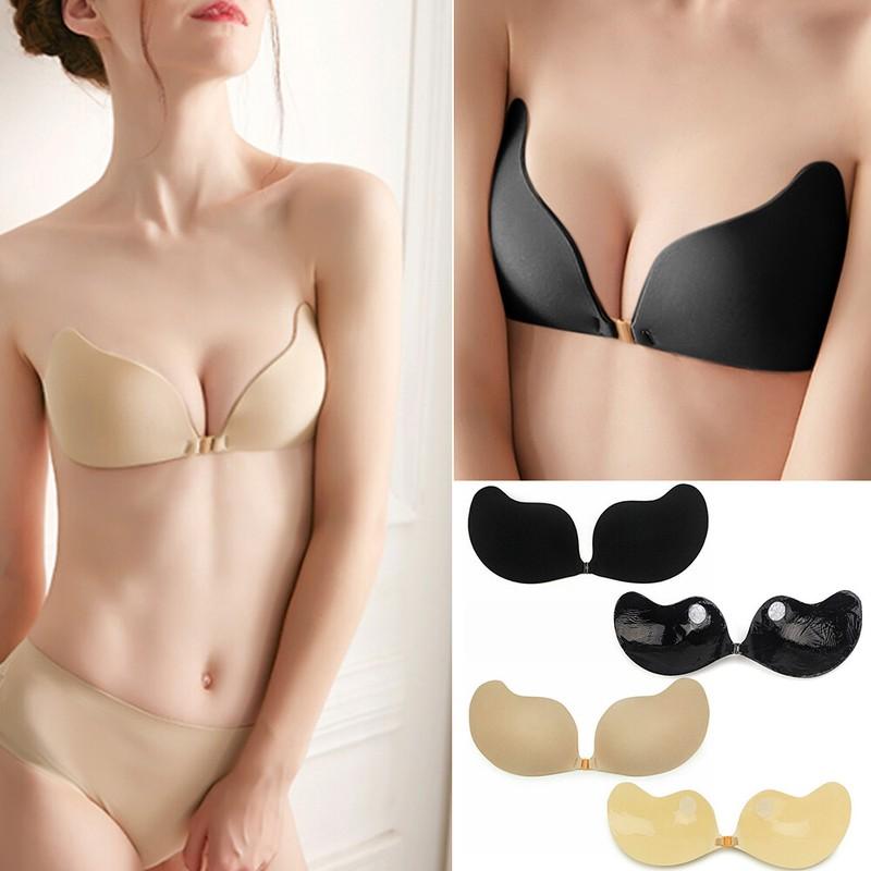 Ladies Invisible Bra Silicone Adhesive Stick On Push Up Gel Strapless Backless