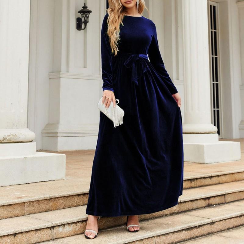 Ladies Party Maxi Dress Womens Long Sleeve Velvet Evening Prom XMAS Plus Size в