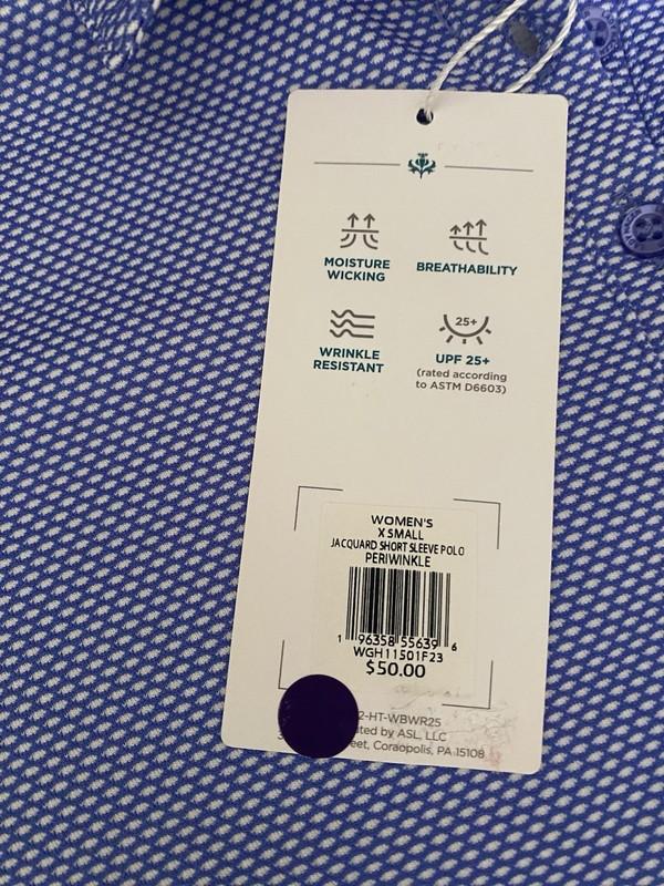 Lady Hagan Jacquard Short Sleeve Polo Shirt Size XS / Periwinkle Blue NWT