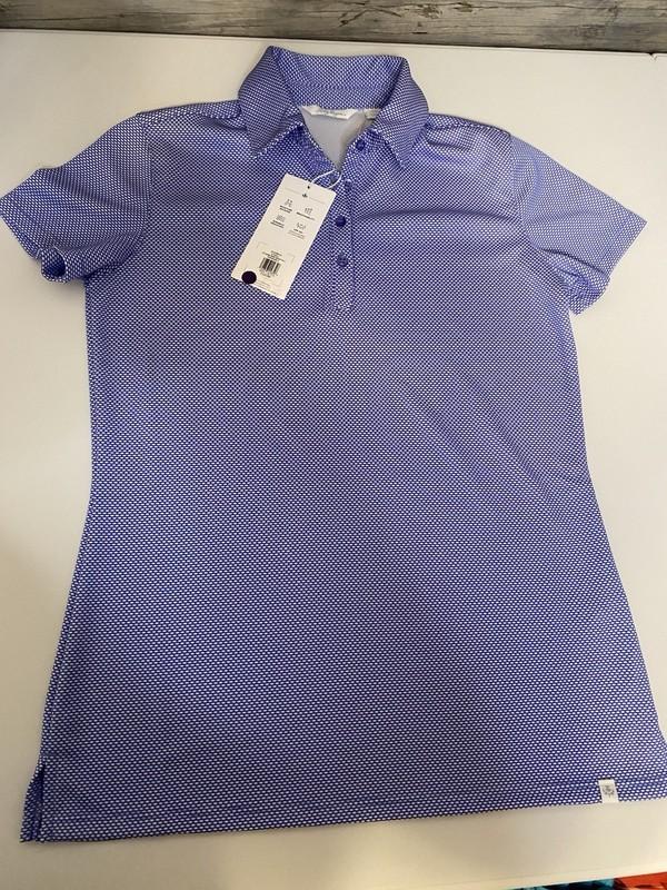 Lady Hagan Jacquard Short Sleeve Polo Shirt Size XS / Periwinkle Blue NWT