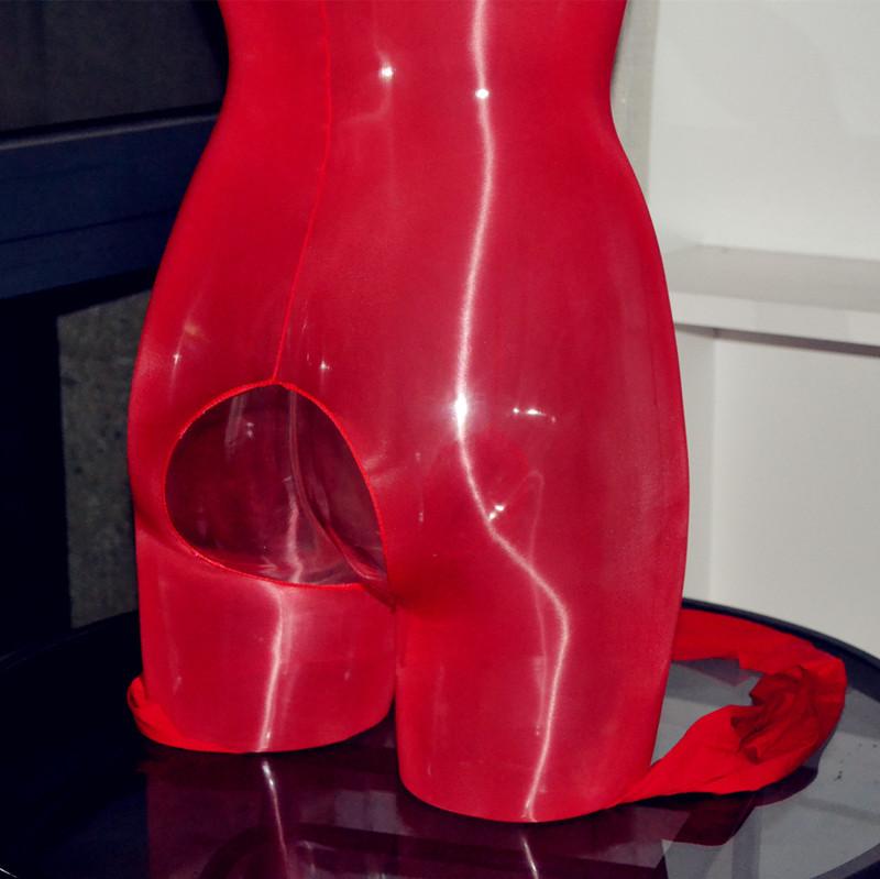 LADY PLUS SIZE HIGH GLOSSY SHEER SHINY CATSUIT LINGERIE PLAYSUIT BODYSUIT TIGHTS