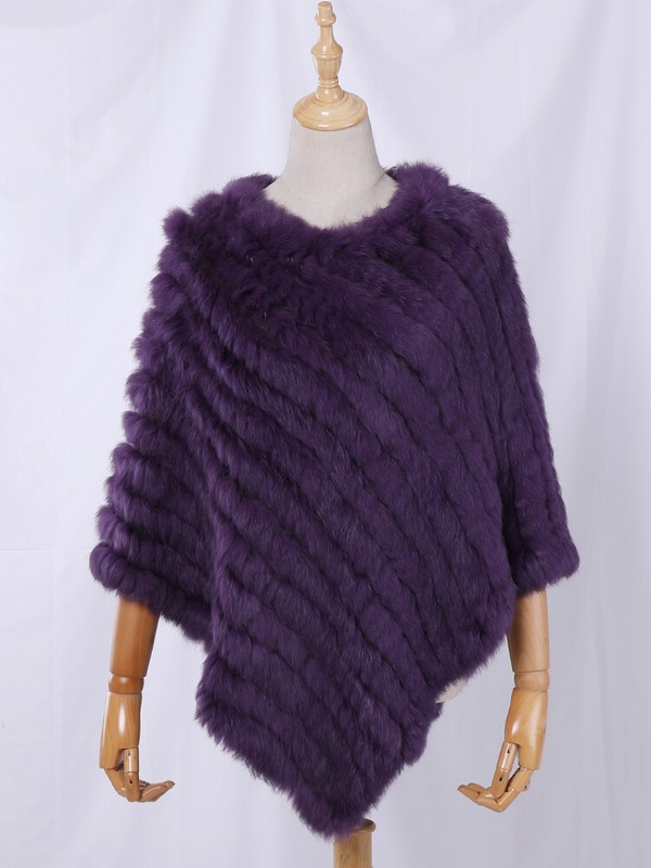 Lady Real Rabbit Fur Poncho Women Fashion Knitted Shawl Natural Fur Top Pullover