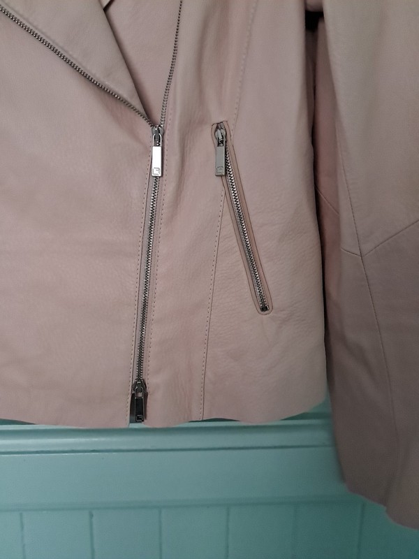 Lafayette 148 Lambskin Leather Moto Biker Jacket Sz 4 Blush Pink Cropped