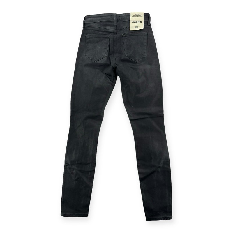 Lagence Jeans Womens 25 Skinny Split Ankle Black Coated Jeggings Pants NEW