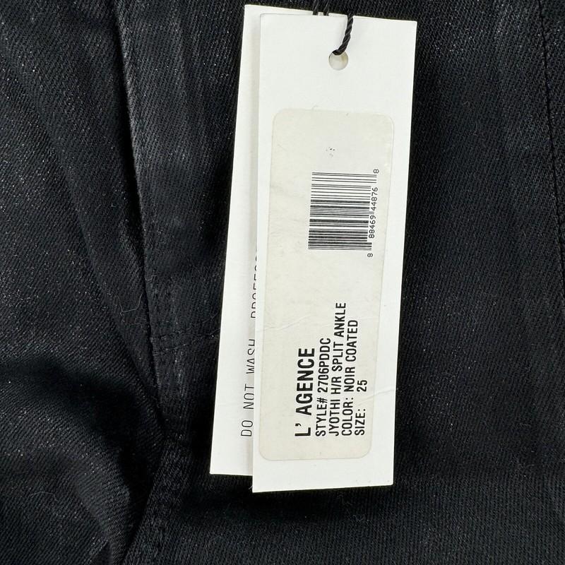 Lagence Jeans Womens 25 Skinny Split Ankle Black Coated Jeggings Pants NEW
